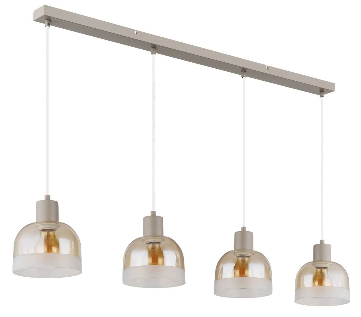 GLOBO Pendelleuchte sand amber Glas Metall B/H/L: ca. 15x120x105 cm E27 4 Brennstellen