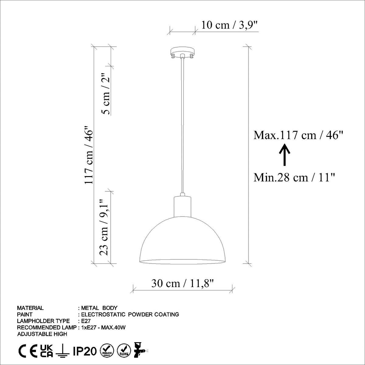 Opviq Pendelleuchte braun B/H/T: ca. 30x117x30 cm E27 1 Brennstellen