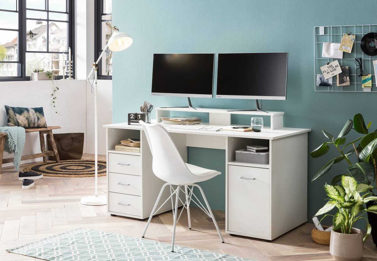 Schreibtisch Niels perlweiß Optik B/H/T: ca. 150x86,7x70 cm