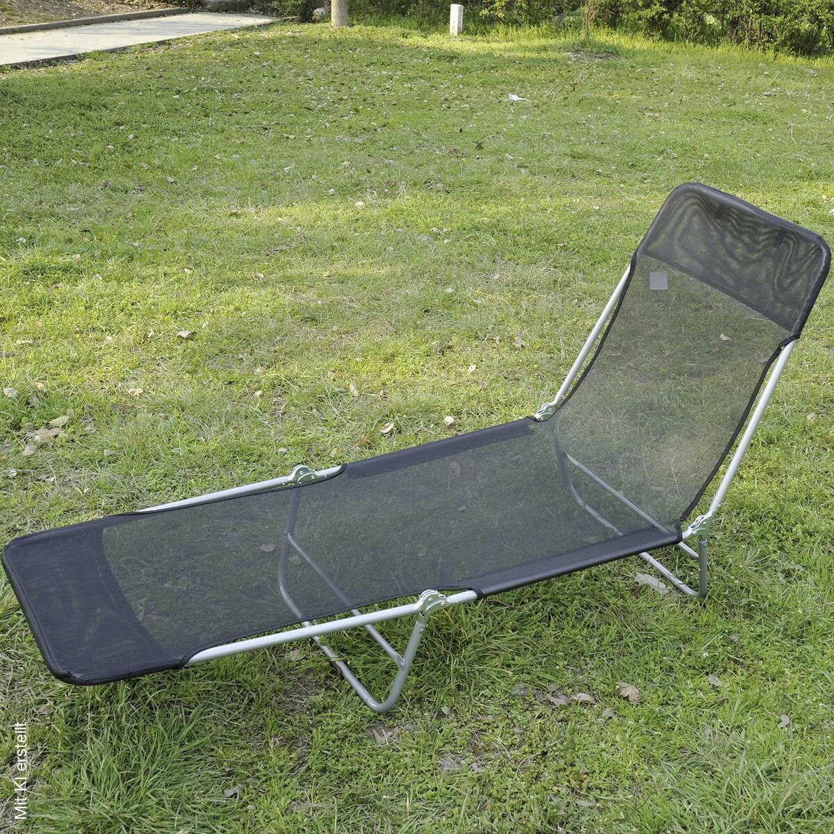 Outsunny Gartenliege schwarz Stahl B/H/L: ca. 56x24,5x182 cm