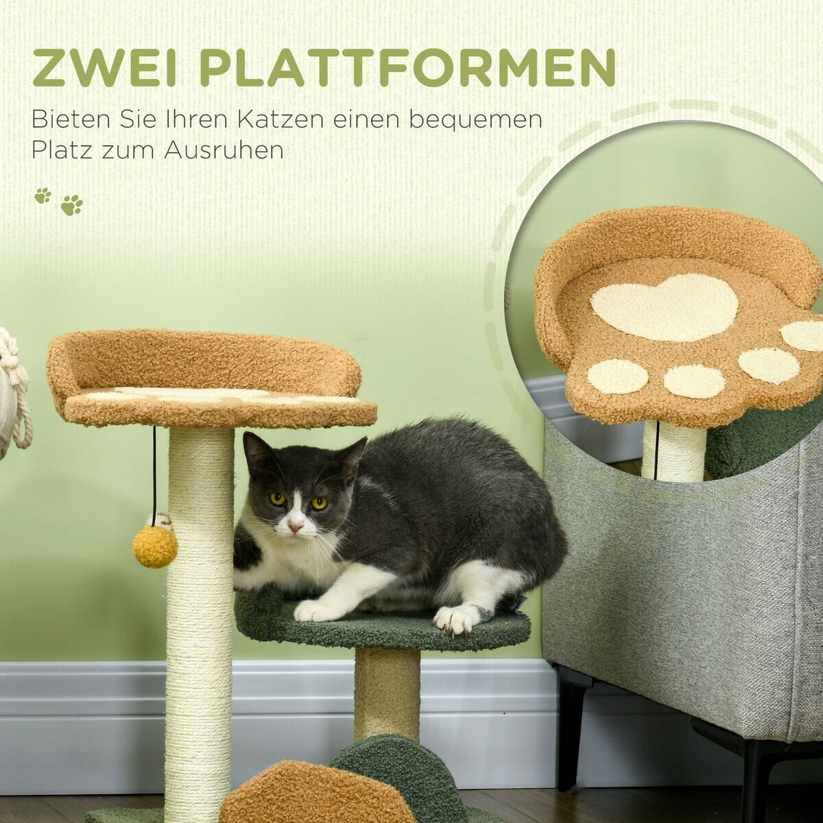 PawHut Kratzbaum grün Spanplatte B/H/L: ca. 39x43x52 cm