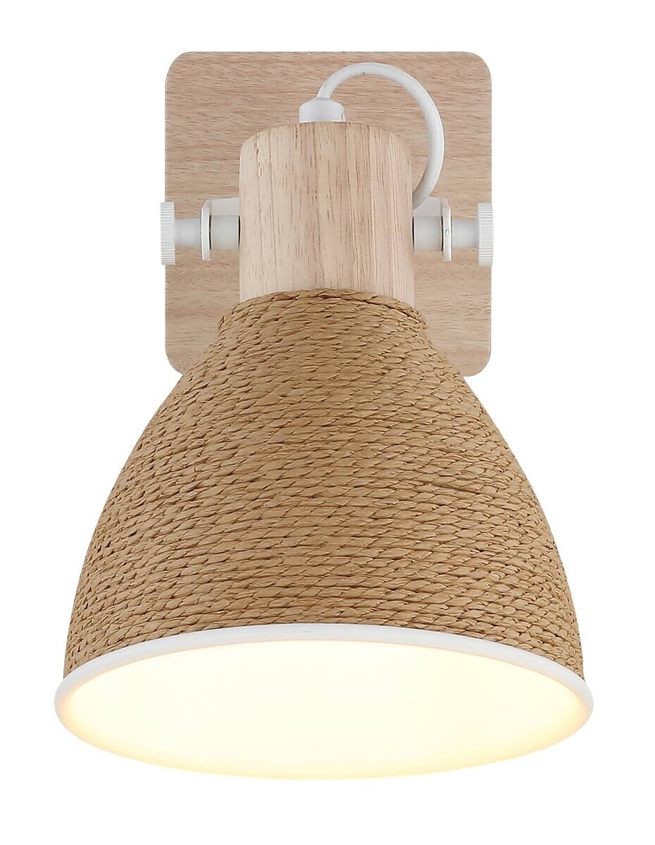 GLOBO Spot braun weiß Holz Metall B/H: ca. 15x19 cm E14 1 Brennstellen