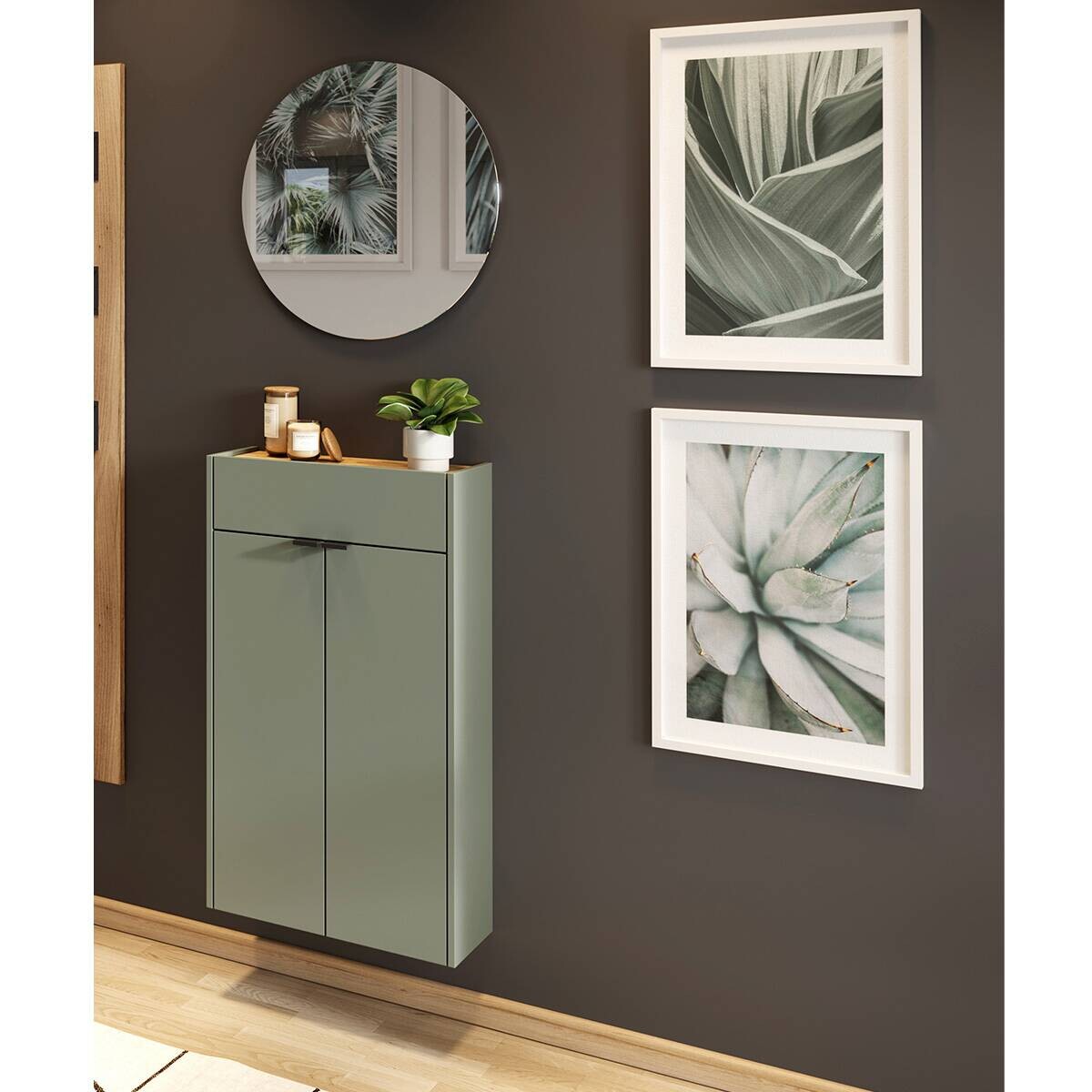 Garderobe 7936-629 grün Eiche Navarra Nachbildung B/H/T: ca. 56x200x22 cm