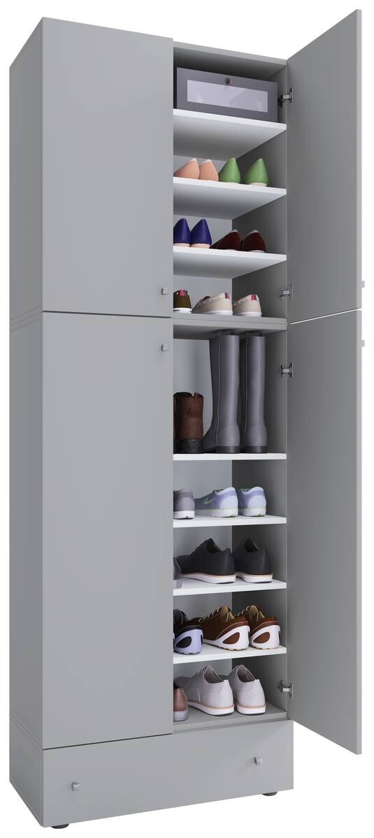 Schuhschrank Lona grau weiß B/H/T: ca. 70x200x39 cm