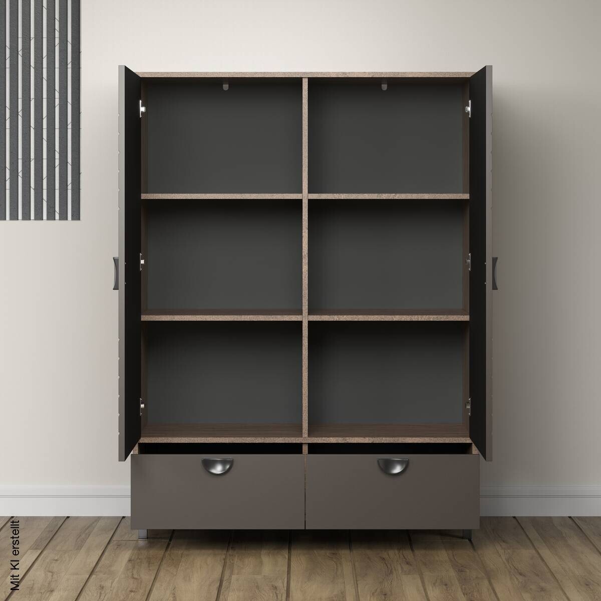 Highboard Fusion Eiche dunkel Nachbildung bronze Optik B/H/T: ca. 120x163x42 cm