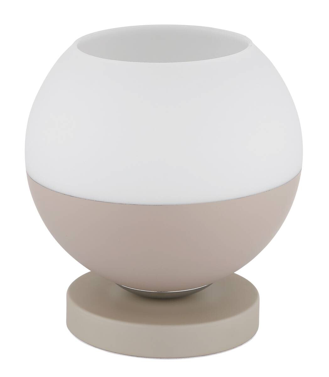 GLOBO Tischleuchte weiß Opal sand Metall Textil Glas H/D: ca. 21x20 cm E27 1 Brennstellen