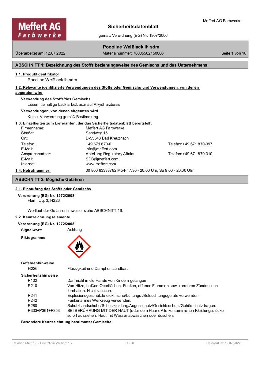 POCOline Weißlack weiß seidenmatt ca. 2,5 l