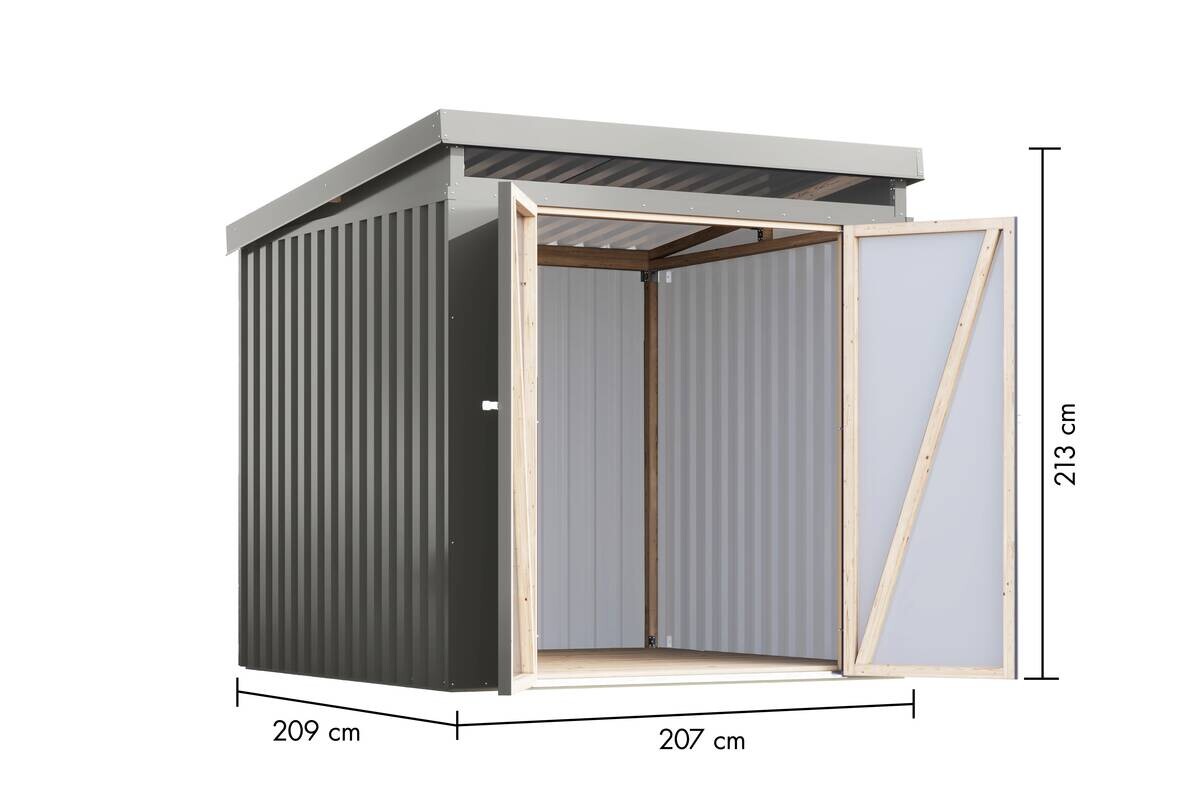 Karibu Gartenhaus Indra 2 grau B/H/T: ca. 206x213x206 cm
