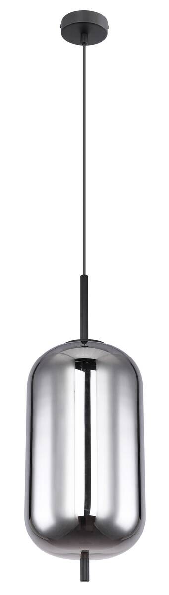 GLOBO Pendelleuchte Blacky schwarz Rauch Metall Glas H/D: ca. 120x22 cm E27 1 Brennstellen