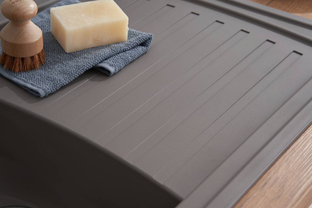 Respekta Einbauspüle Boston 100 x 50 G Beton grau Mineralite B/H/T: ca. 100x20x50 cm