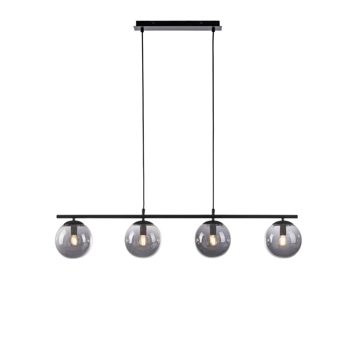 Just Light Pendelleuchte BIG WIDOW 14604-18 schwarz Metall Rauchglas B/H: ca. 100x150 cm E14 4 Brennstellen