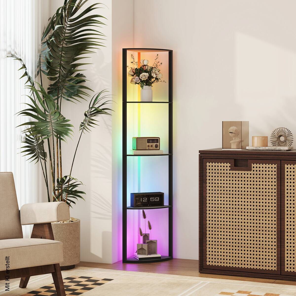HOMCOM Stehleuchte schwarz MDF B/H/L: ca. 29,5x163x42 cm