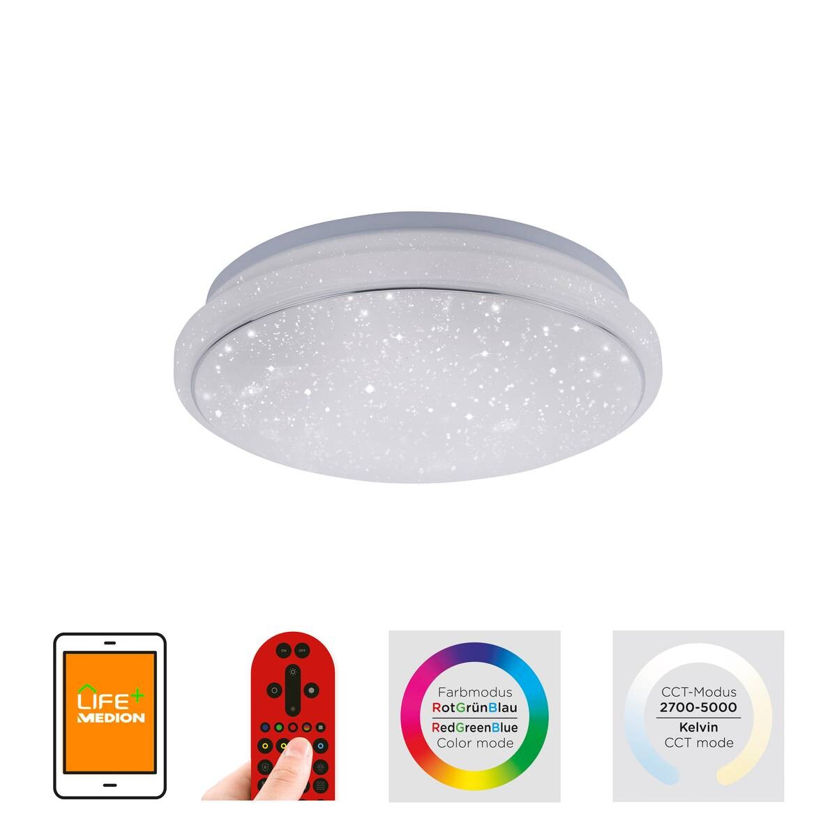 Just Light LED-Deckenleuchte JUPI 14742-16 weiß Kunststoff H/D: ca. 8,5x35 cm 1 Brennstellen