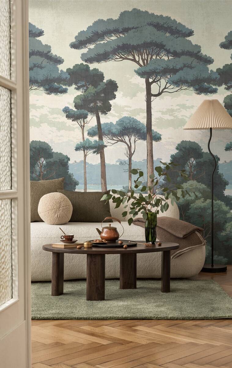 Livingwalls Fototapete Landschaft grün weiß creme B/L: ca. 280x159 cm