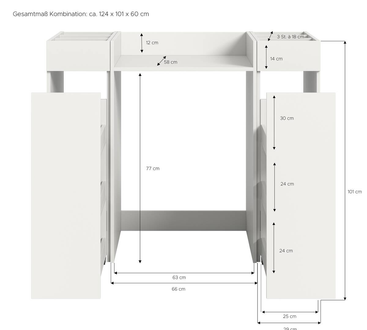 Waschmaschinenumbauschrank Free weiß B/H/T: ca. 66x101x60 cm