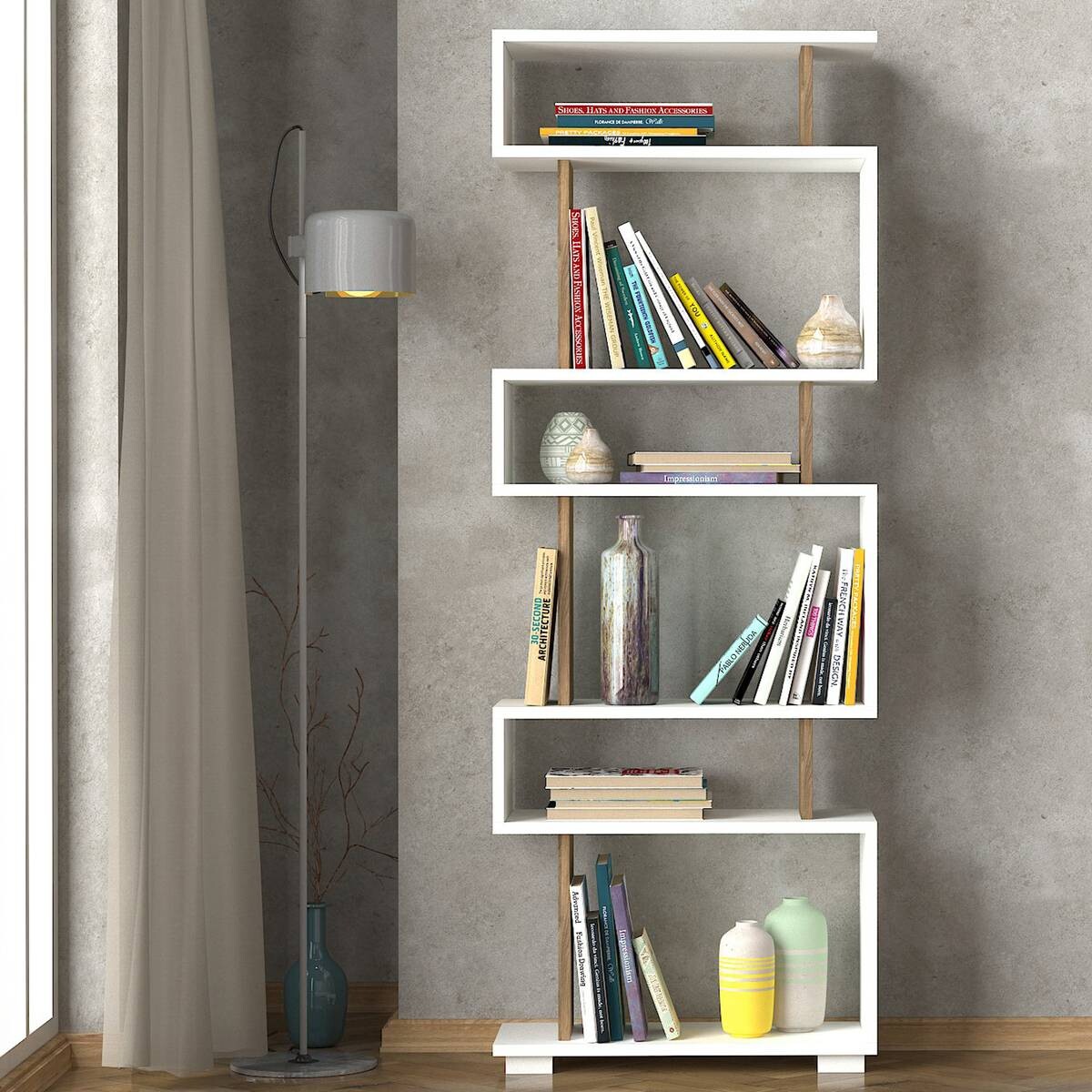 Regal Blok weiß walnuss Nachbildung B/H/T: ca. 60x160x20 cm