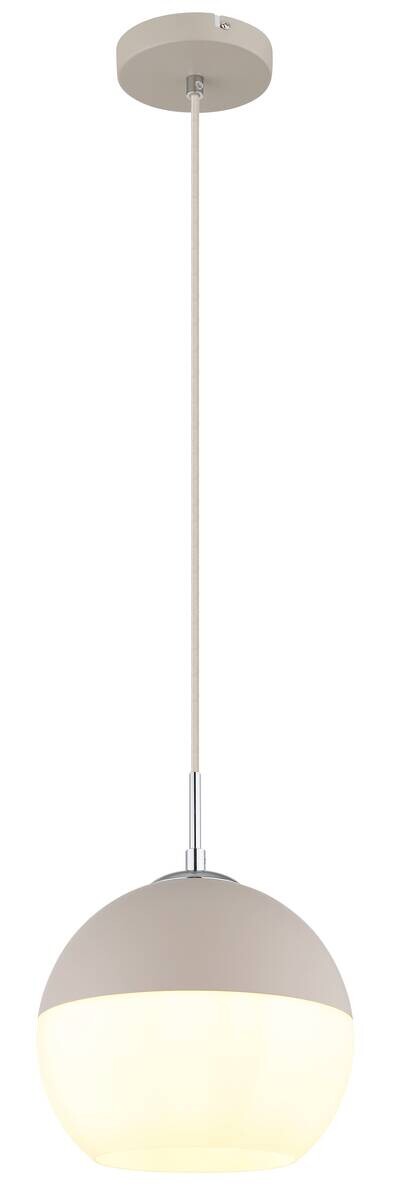 GLOBO Pendelleuchte weiß sand Opal Textil Metall Glas H/D: ca. 120x25 cm E27 1 Brennstellen