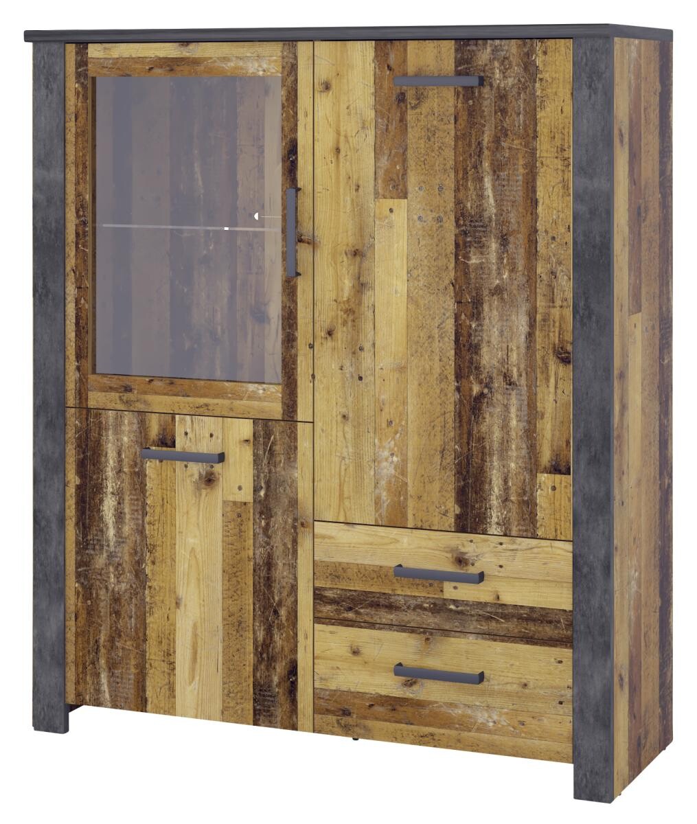 Highboard Oregon Old Wood Nachbildung Fresko Spanplatte B/H/T: ca. 121x140x44 cm