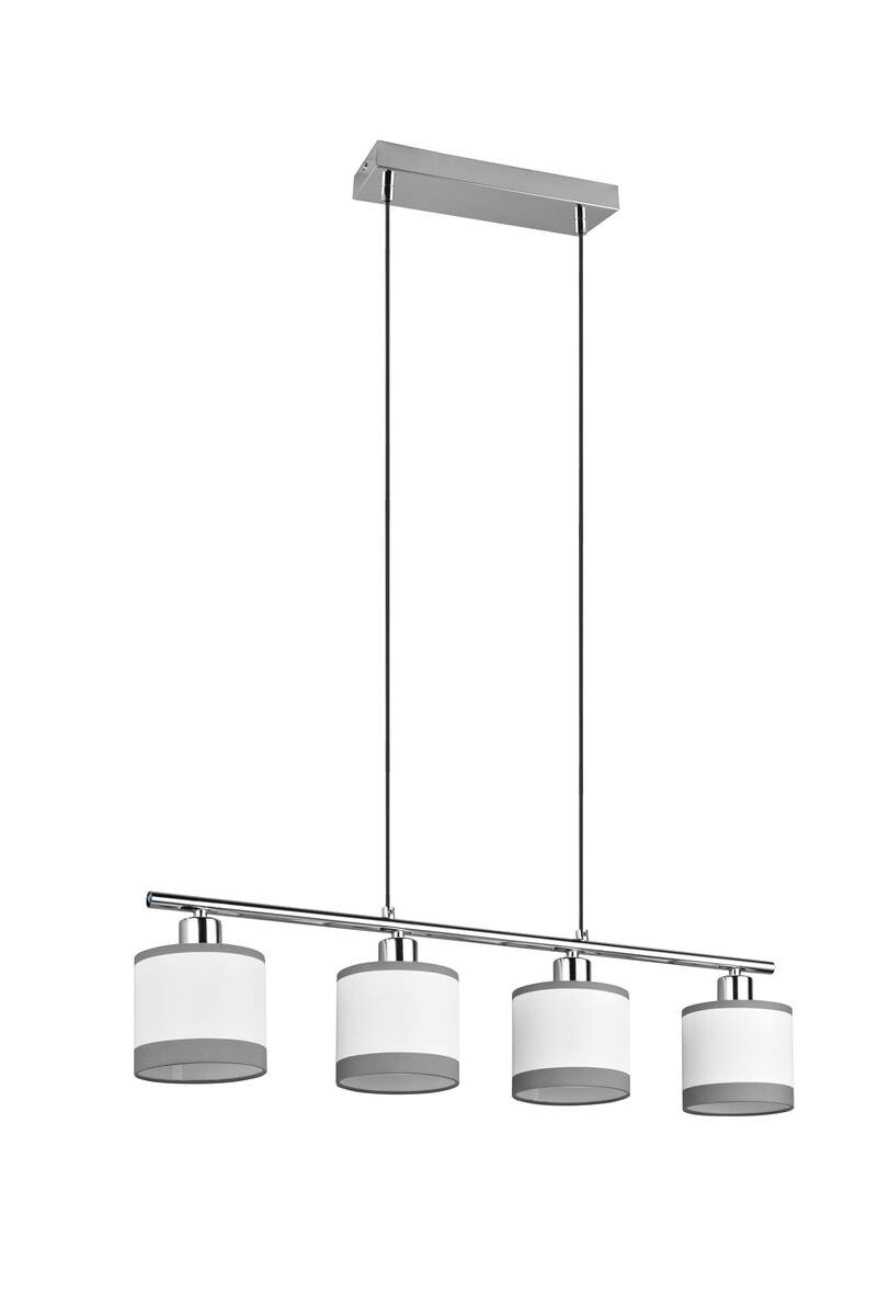 Reality Pendelleuchte R31554006 Davos Chrom weiß Metall Stoff B/H/T/D: ca. 75x150x12x12 cm E14 4 Brennstellen