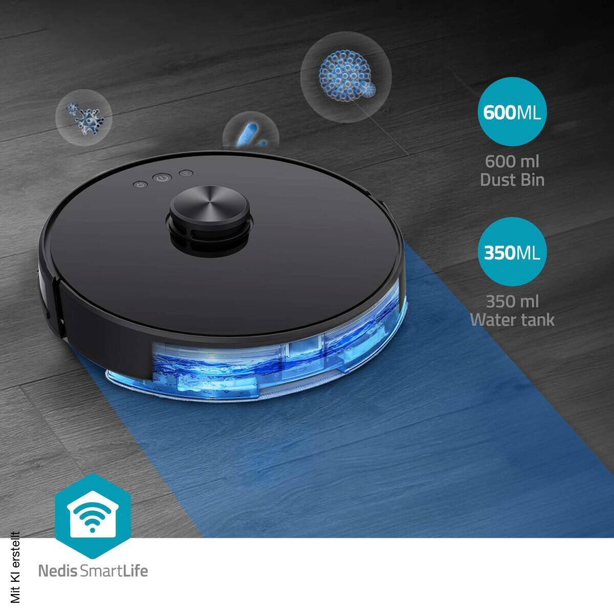 Nedis Roboter-Staubsauger schwarz Polypropylen B/H/L: ca. 33,1x33,3x9,6 cm