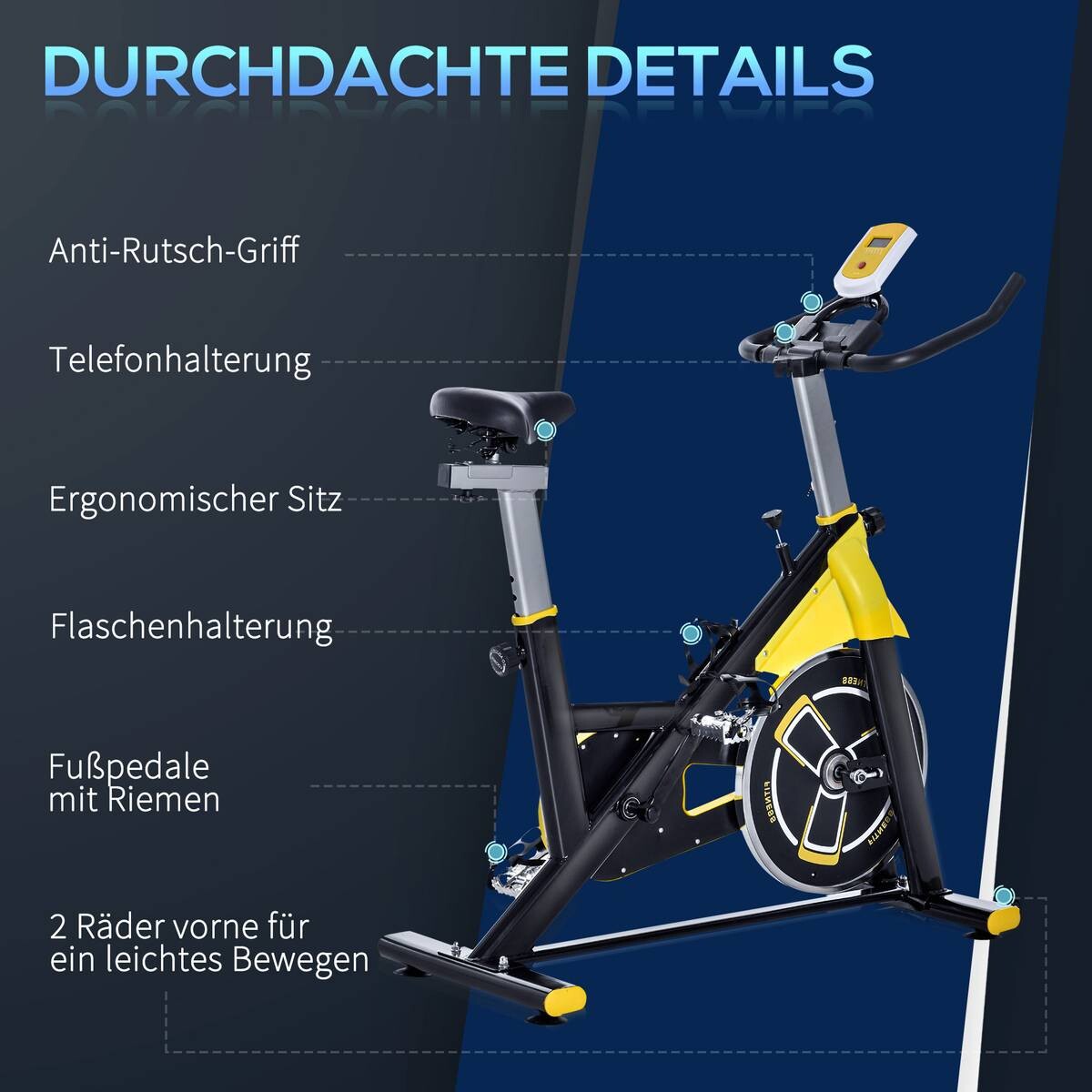 HOMCOM Fahrradtrainer schwarz Kunststoff B/H/L: ca. 50x113x100 cm