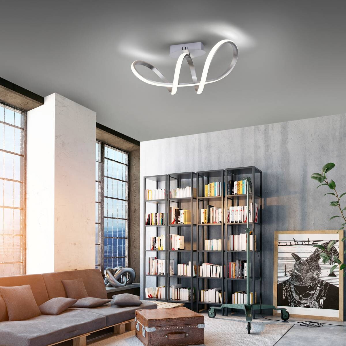 Just Light LED-Deckenleuchte MARIA 15403-95 Kunststoff Aluminium B/H/T: ca. 24,5x27x61 cm 1 Brennstellen