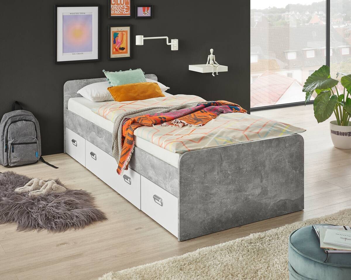 Jugendbett Matino Beton Liegefläche B/L: ca. 90x200 cm