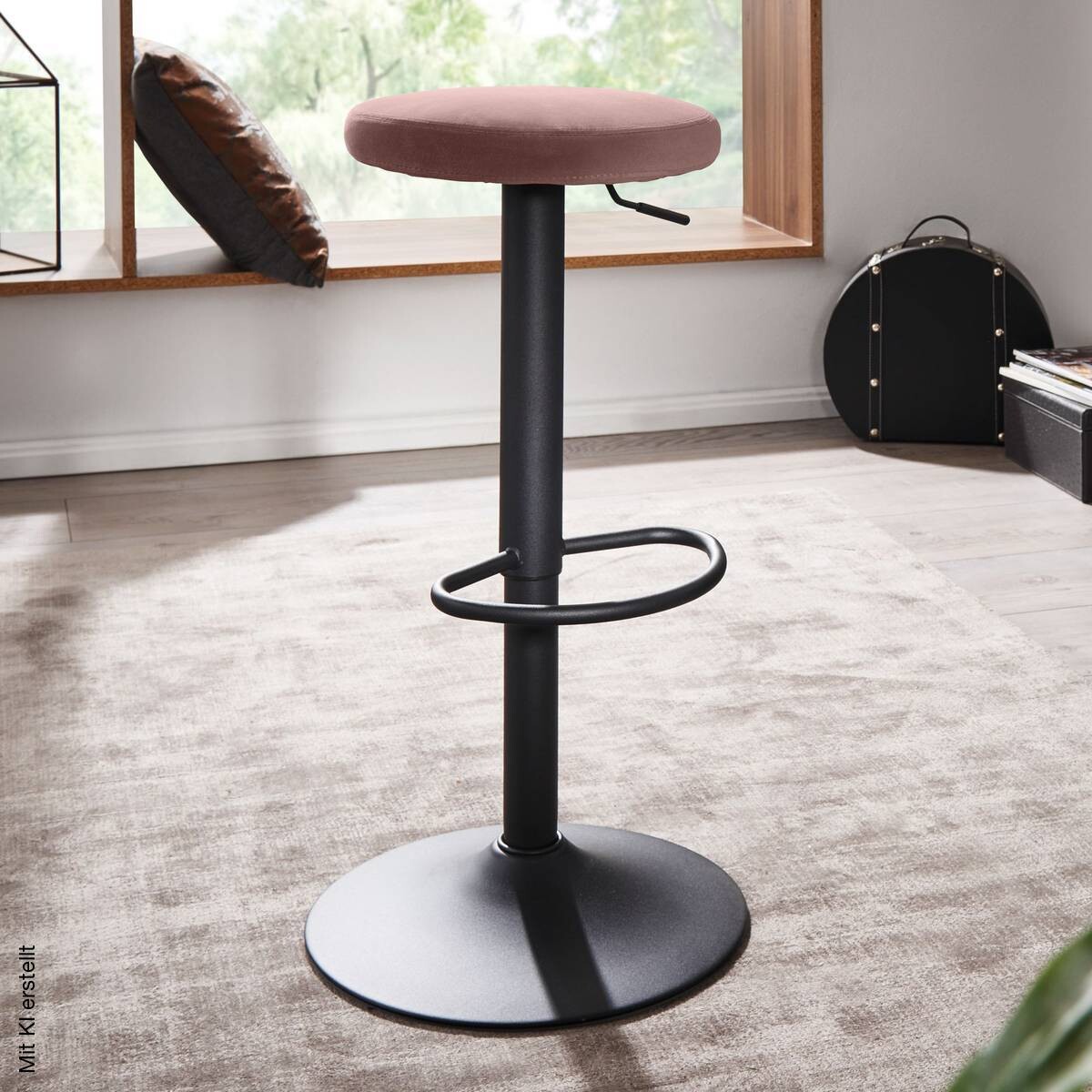 Barhocker rosa Stoff B/H/T: ca. 40x58x40 cm
