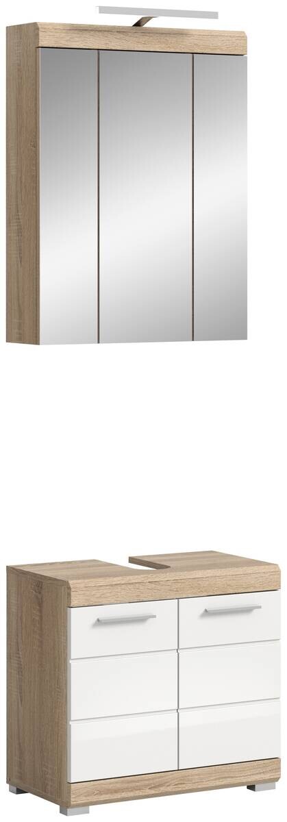 Badezimmer-Set Lambada Eiche Sonoma Nachbildung weiß Hochglanz B/H/T: ca. 60x191x34 cm