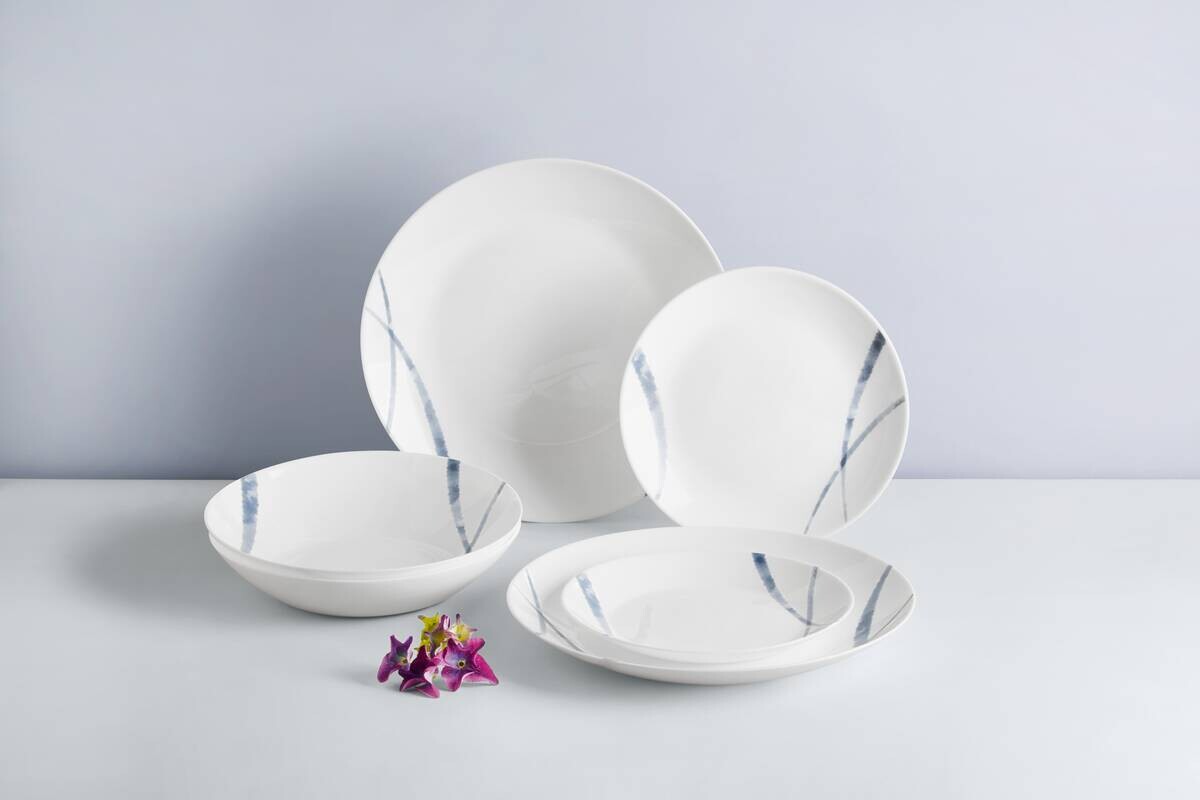 van Well Tafel-Set weiß Opal-Hartglas 2 tlg.
