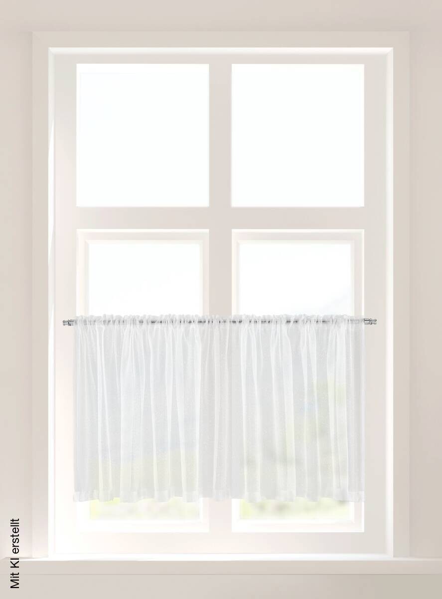 POCOline Scheibengardine Glitzer weiß B/L: ca. 200x50 cm