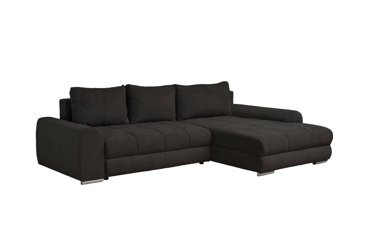 Ecksofa mit Bettfunktion und Bettkasten Lorenz schwarz Microfaser B/H/T: ca. 284x74x180 cm