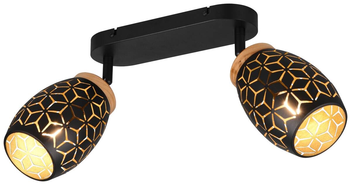 Reality Spots Bidar schwarz gold Metall B/H/L: ca. 28x27x12 cm E14 2 Brennstellen