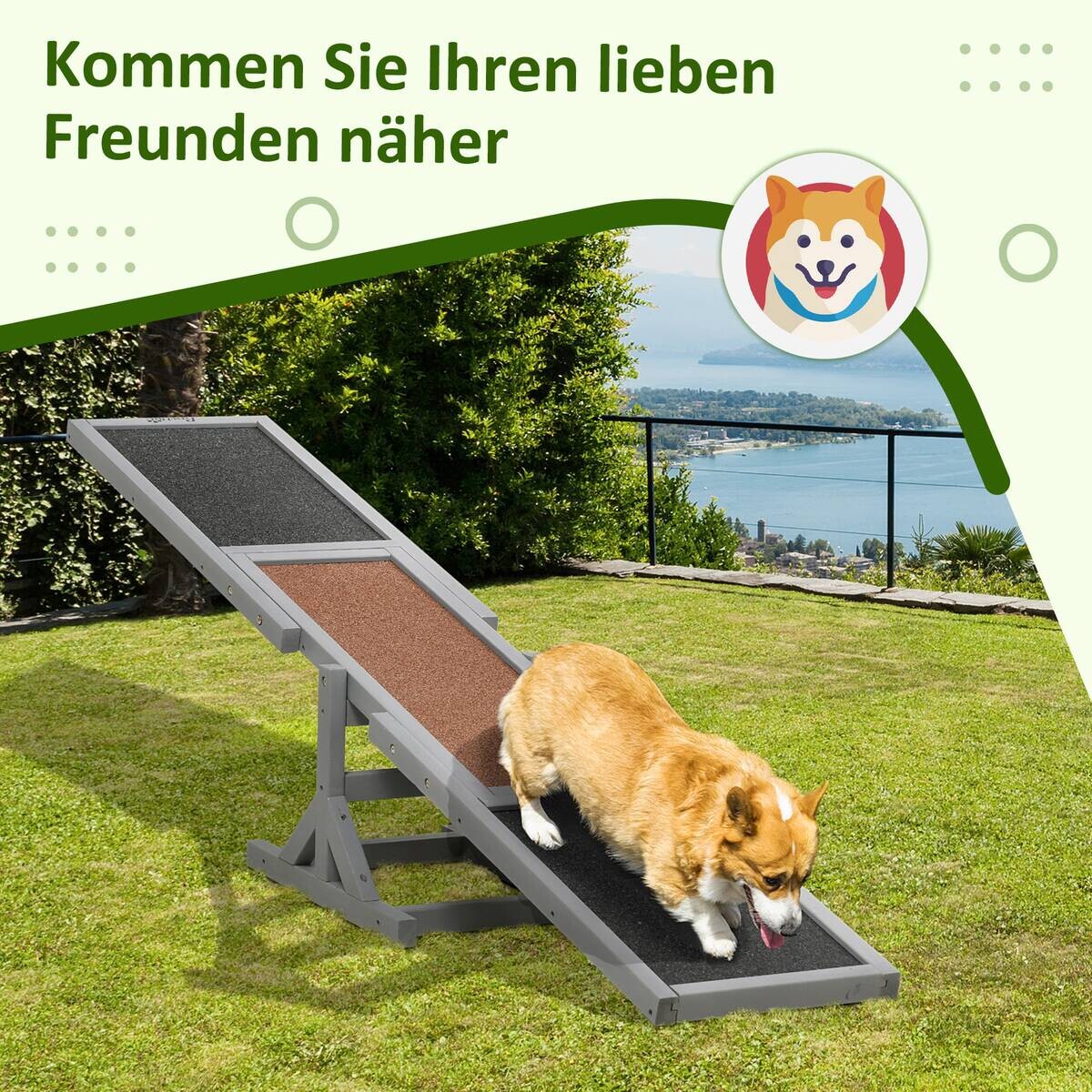 PawHut Hunde-Zubehör grau Polypropylen B/H/L: ca. 30x180x30 cm