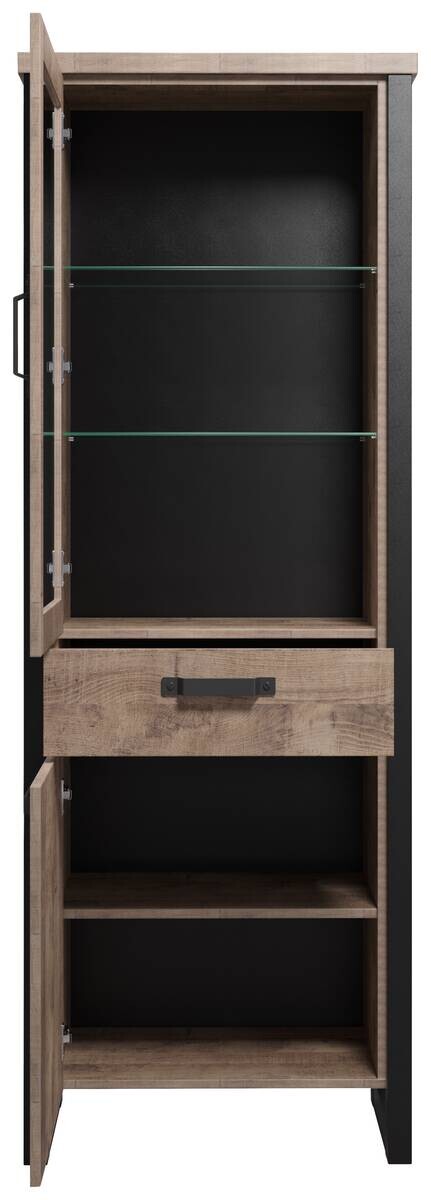 Standvitrine Emile Eiche Tabak Nachbildung B/H/T: ca. 70x195x45 cm