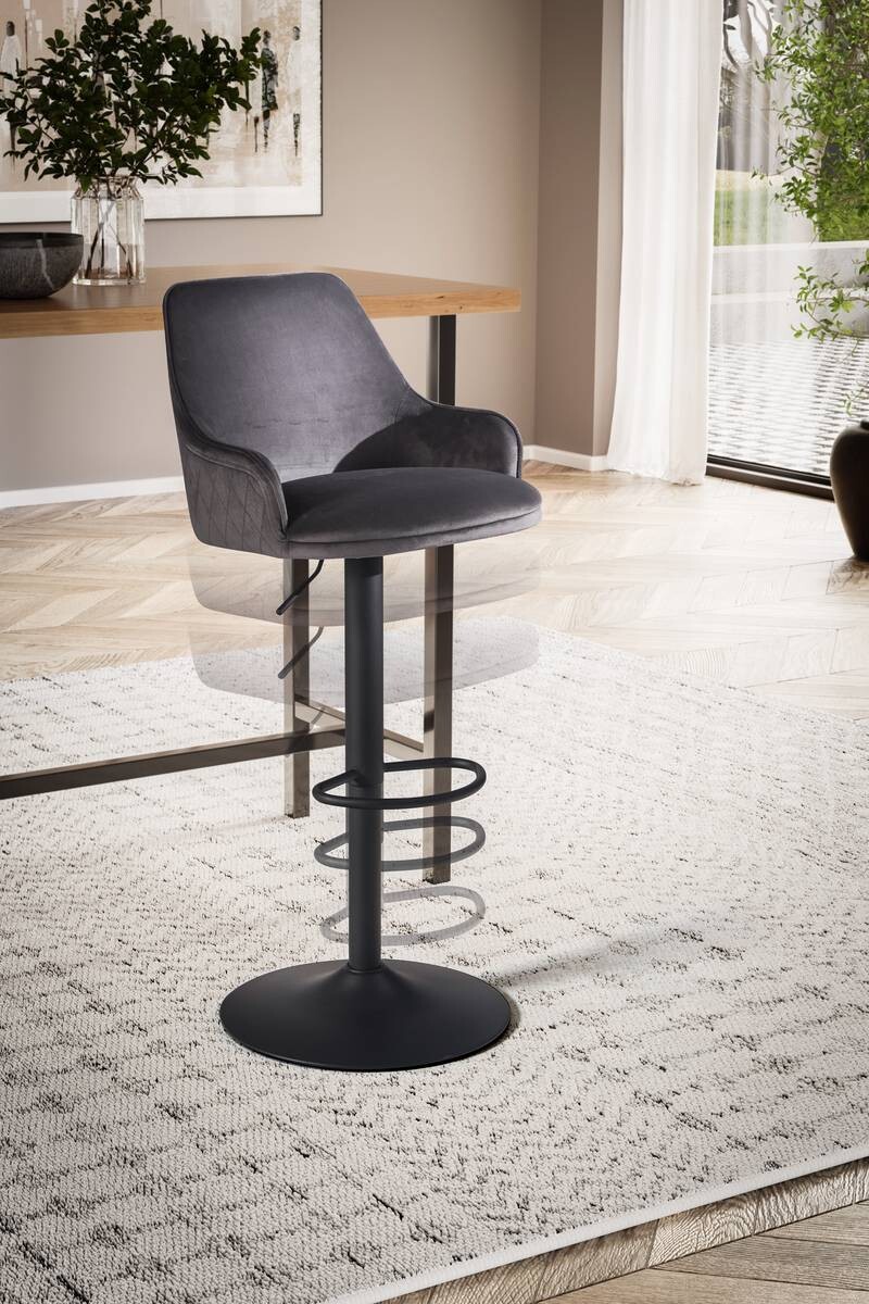 Barhocker grau Samt B/H/T: ca. 45x106x45 cm