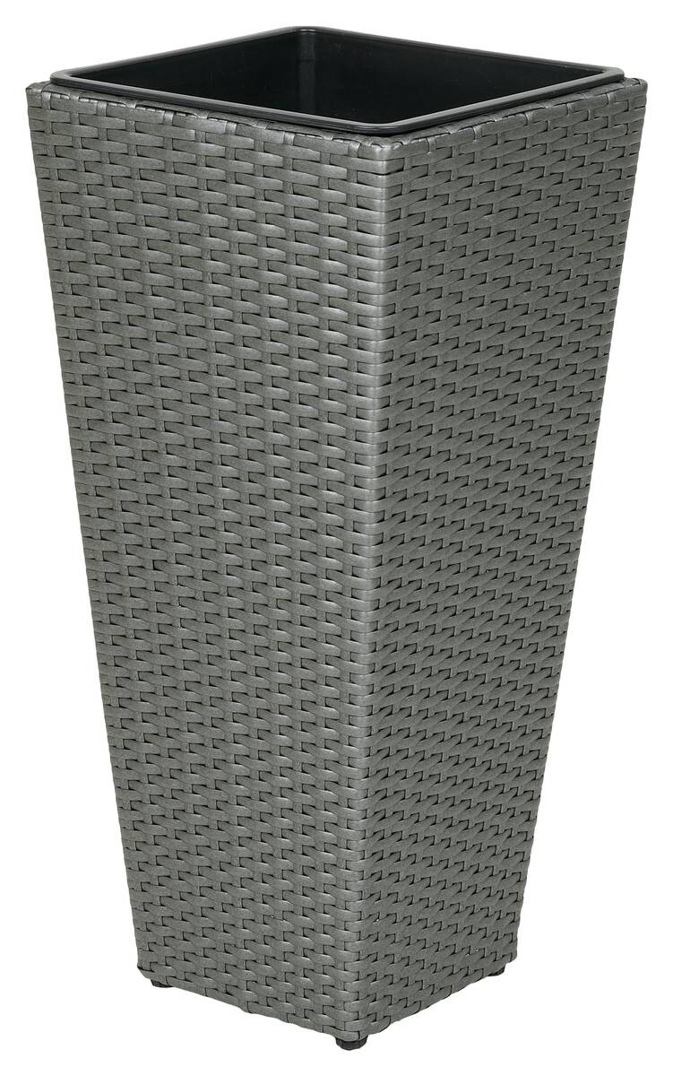 Pflanzgefäß grau Polyrattan B/H/L: ca. 28x60x28 cm