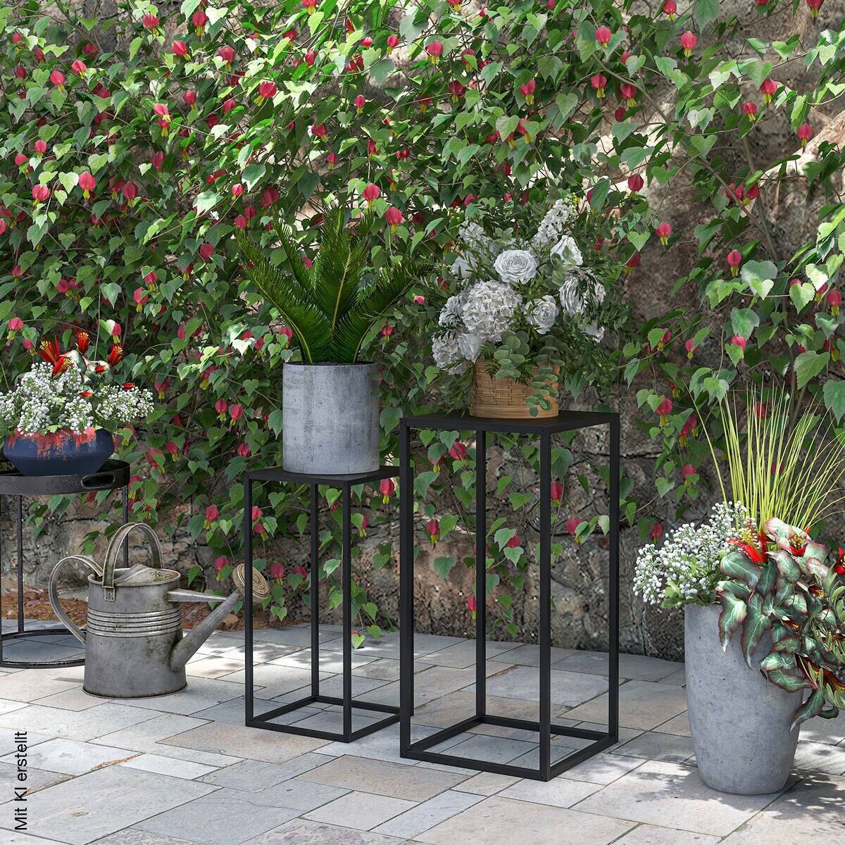Outsunny Blumenständer schwarz Stahl B/H/L: ca. 31x65x31 cm
