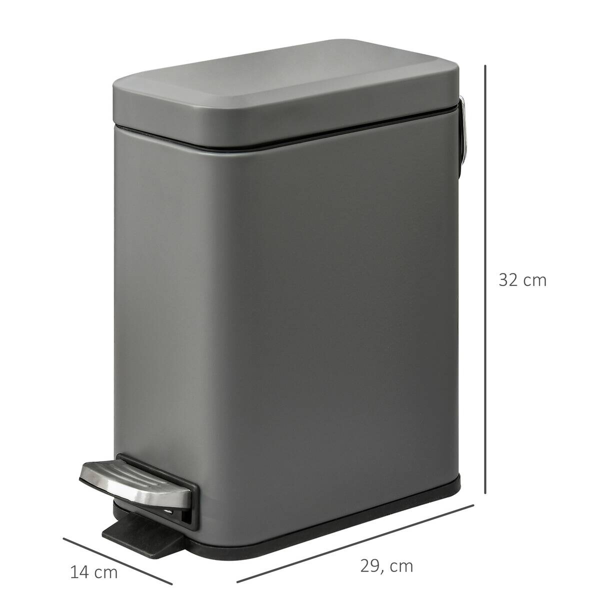 HOMCOM Mülleimer grau B/H/L: ca. 14x29,2x32 cm