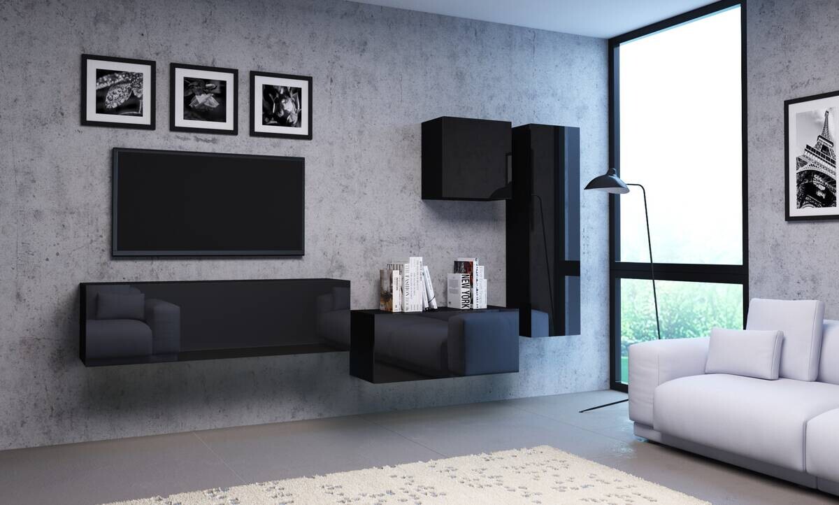 TV-Lowboard VIVIEN schwarz schwarz glanz B/H/T: ca. 100x40x38 cm