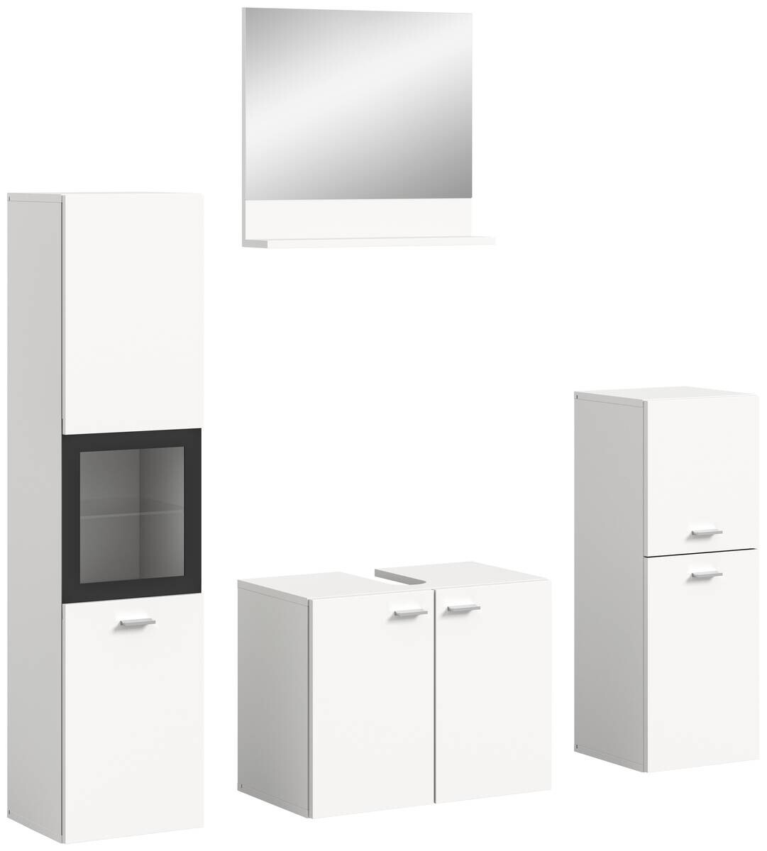 Badezimmer-Set BOSTON weiß schwarz B/H/T: ca. 137x186x33 cm