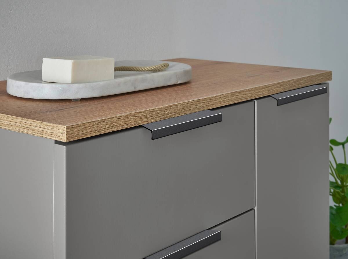 Midischrank Denver grau matt Eiche Evoke Coast Nachbildung B/H/T: ca. 60x106x32 cm