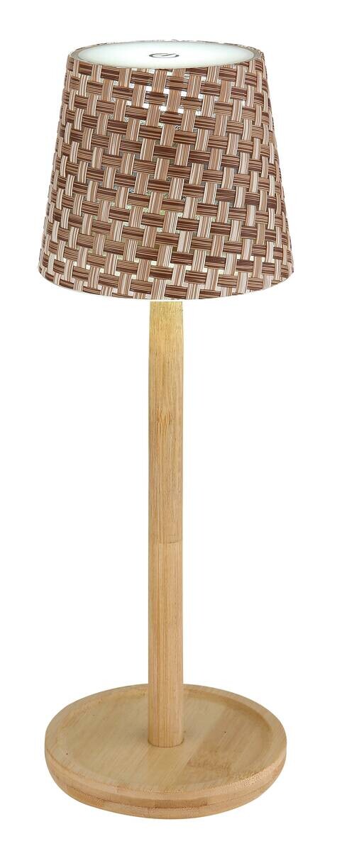 GLOBO LED-Tischleuchte RIDS 58438BAS braun Opal natur Kunststoff Bambus H/D: ca. 33x11 cm 1 Brennstellen