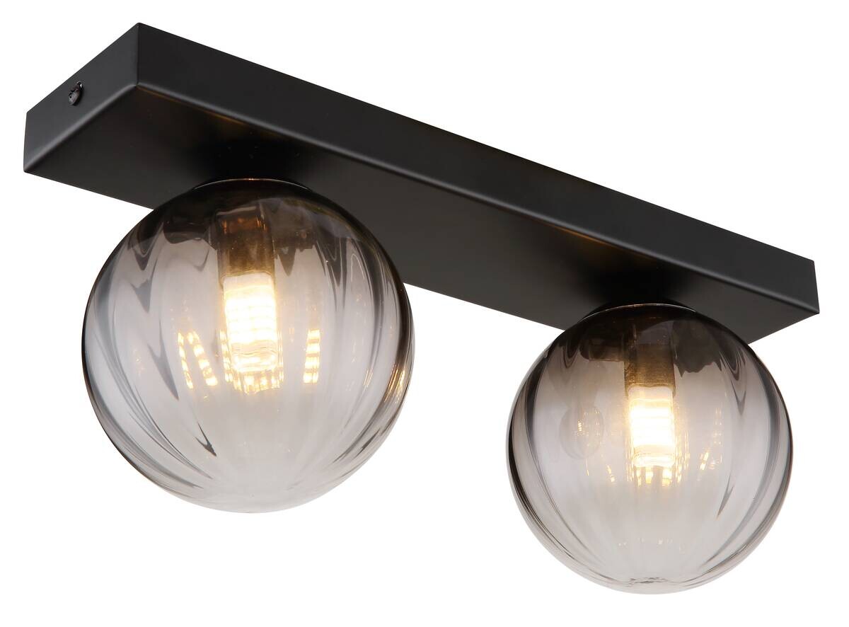 GLOBO Wandleuchte klar schwarz Metall B/H/T: ca. 12x15x35 cm 2 Brennstellen