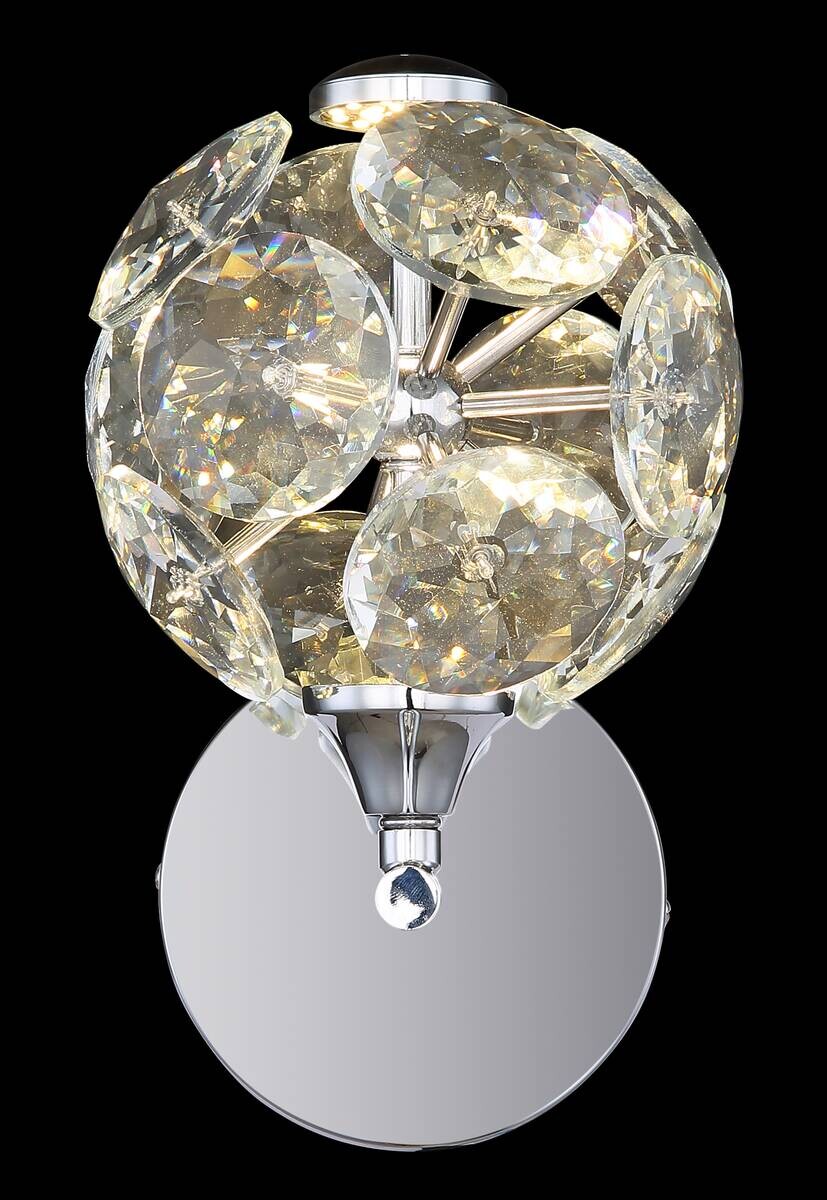 GLOBO Wandleuchte Chrom klar Metall Glas H: ca. 24 cm 1 Brennstellen