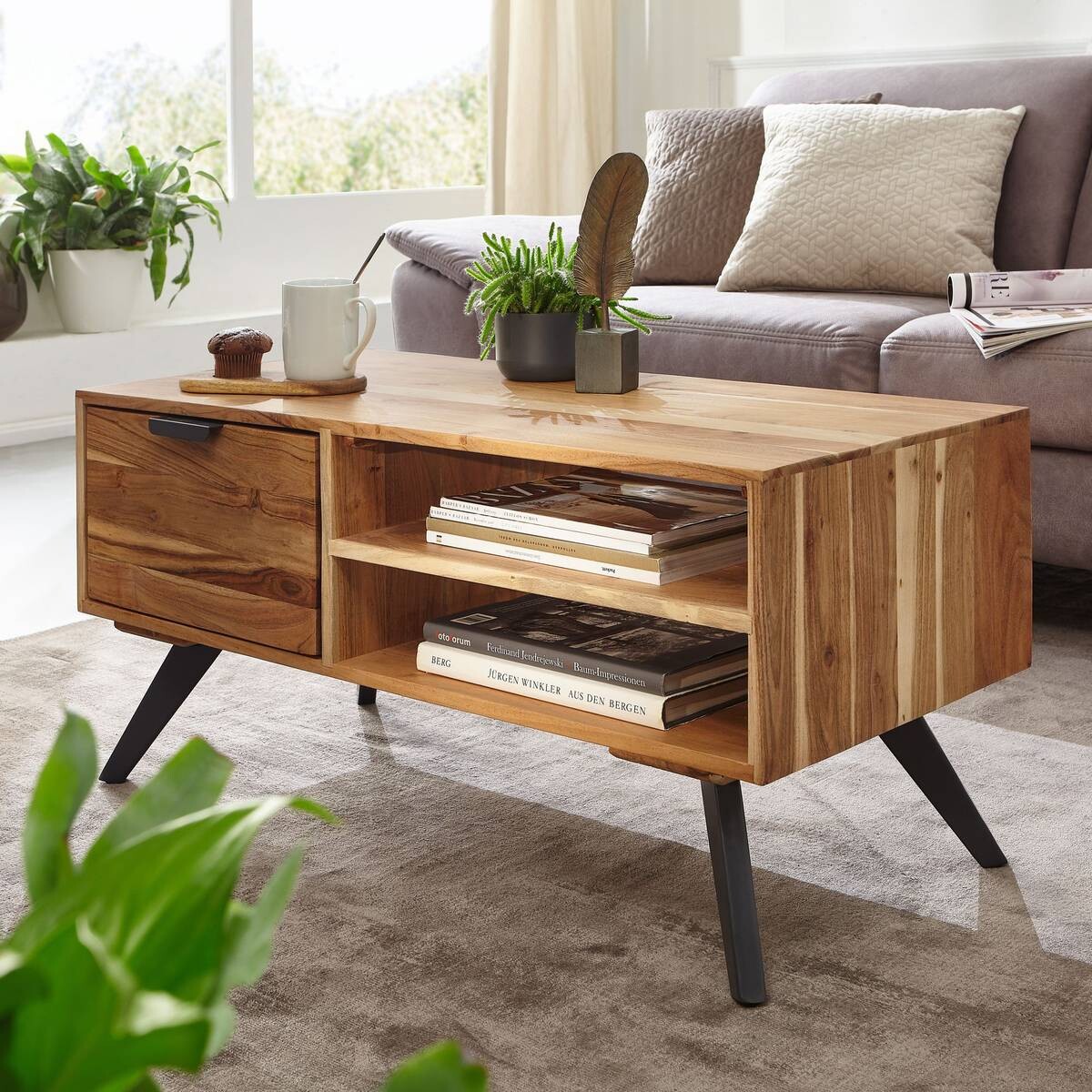 Wohnling Couchtisch braun B/H/T: ca. 45x45x95 cm