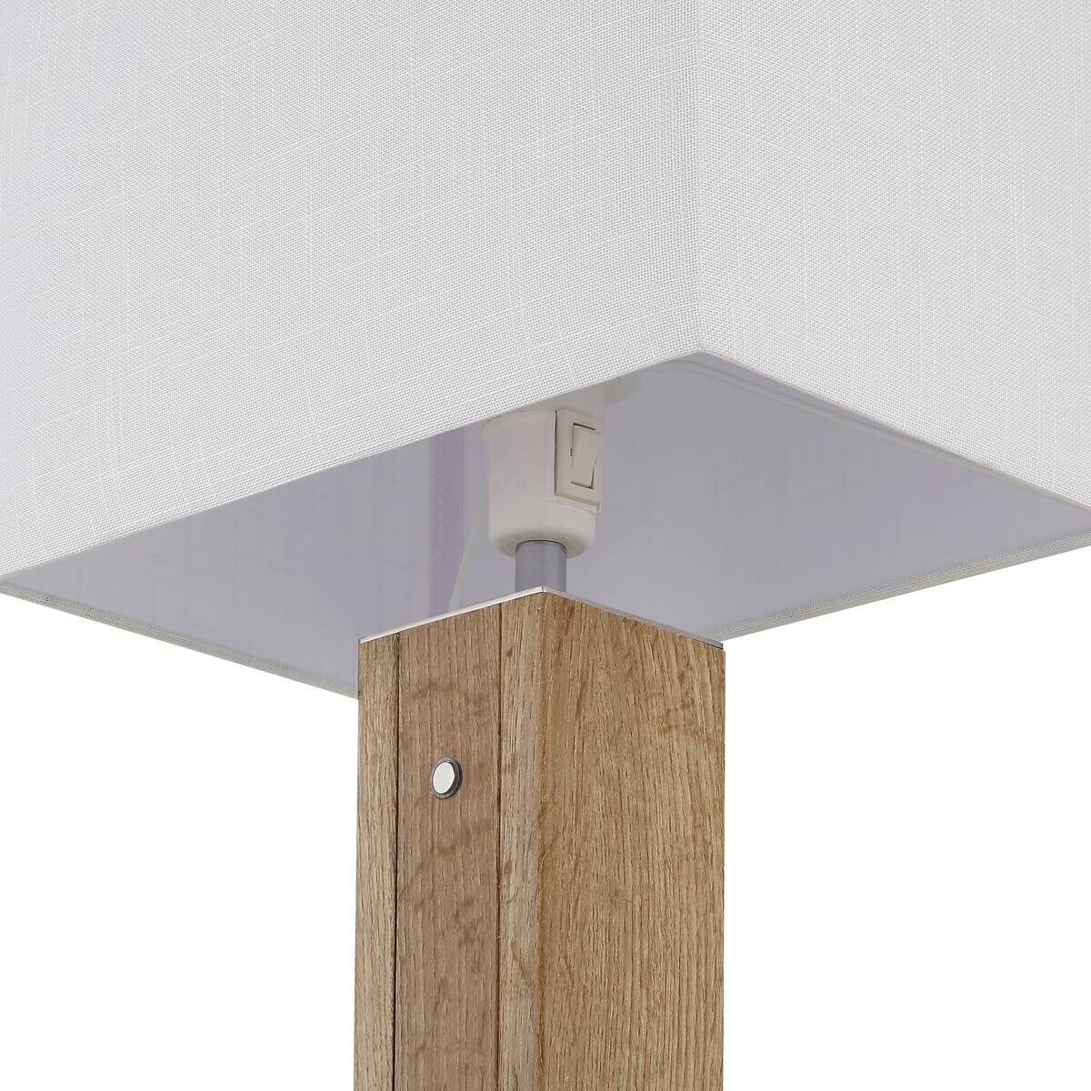 GLOBO Tischleuchte weiß grau Textil MDF B/H/T: ca. 20x56x30 cm E27 1 Brennstellen
