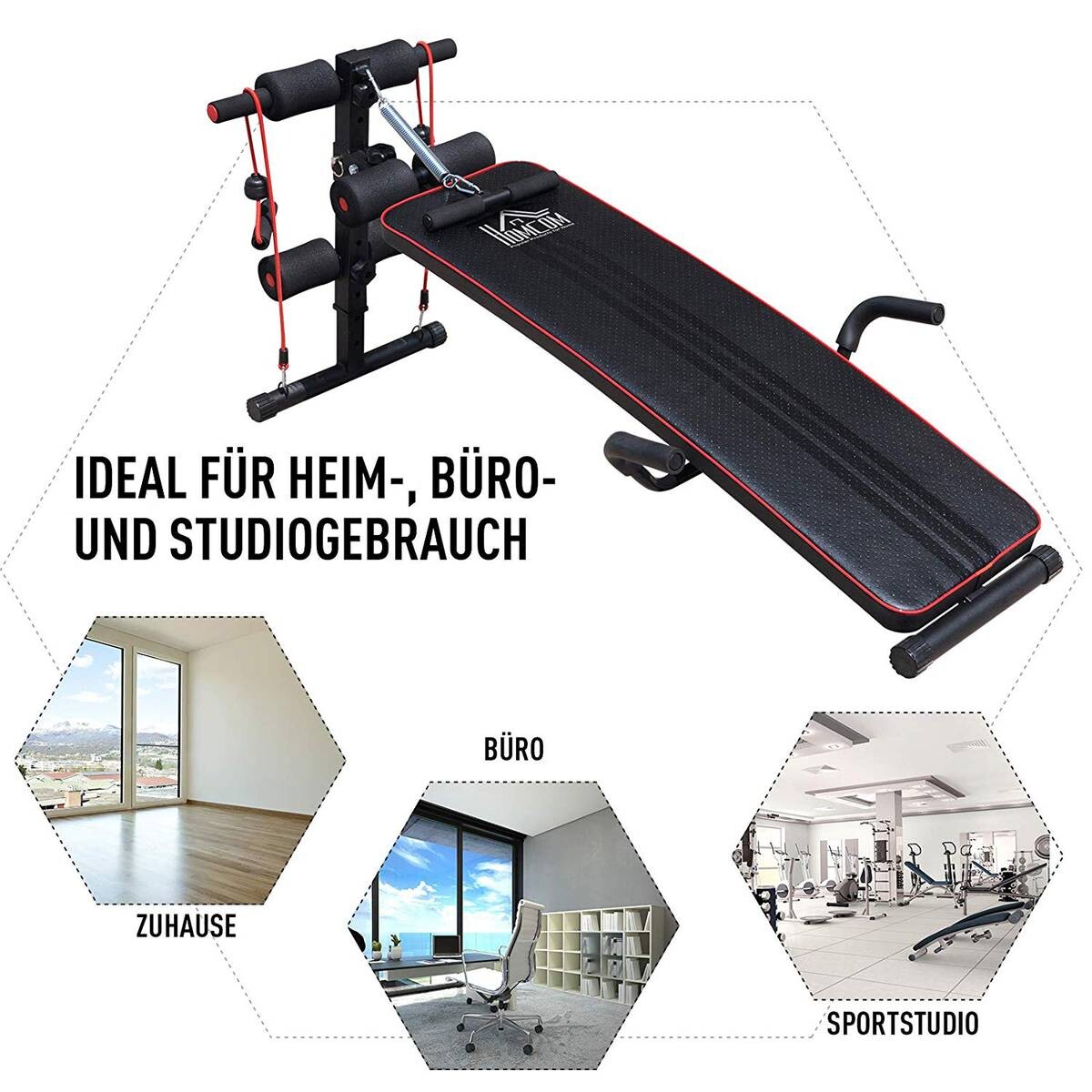 HOMCOM Sit-Up-Bank schwarz Stahl