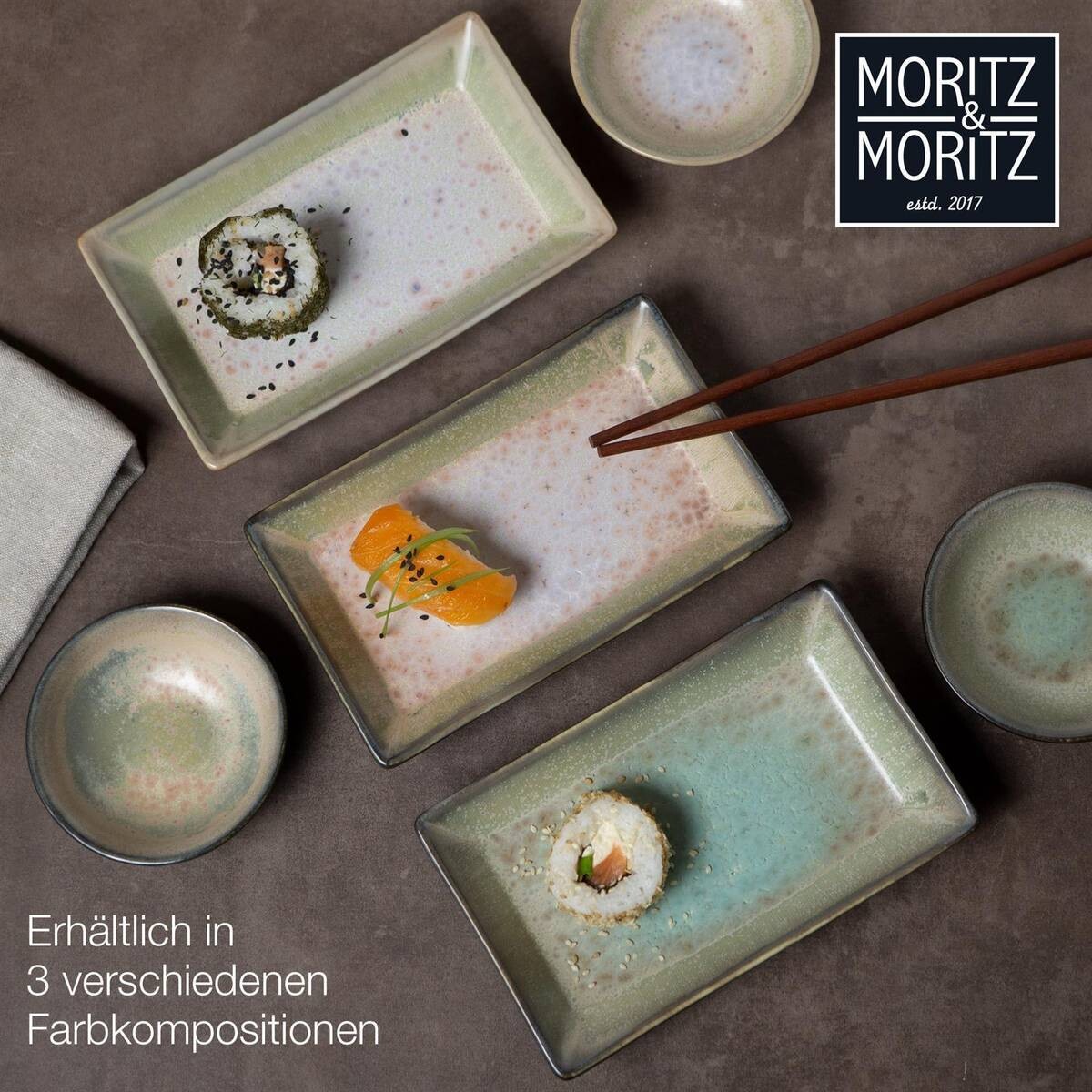 Moritz & Moritz Sushi-Set grün Porzellan