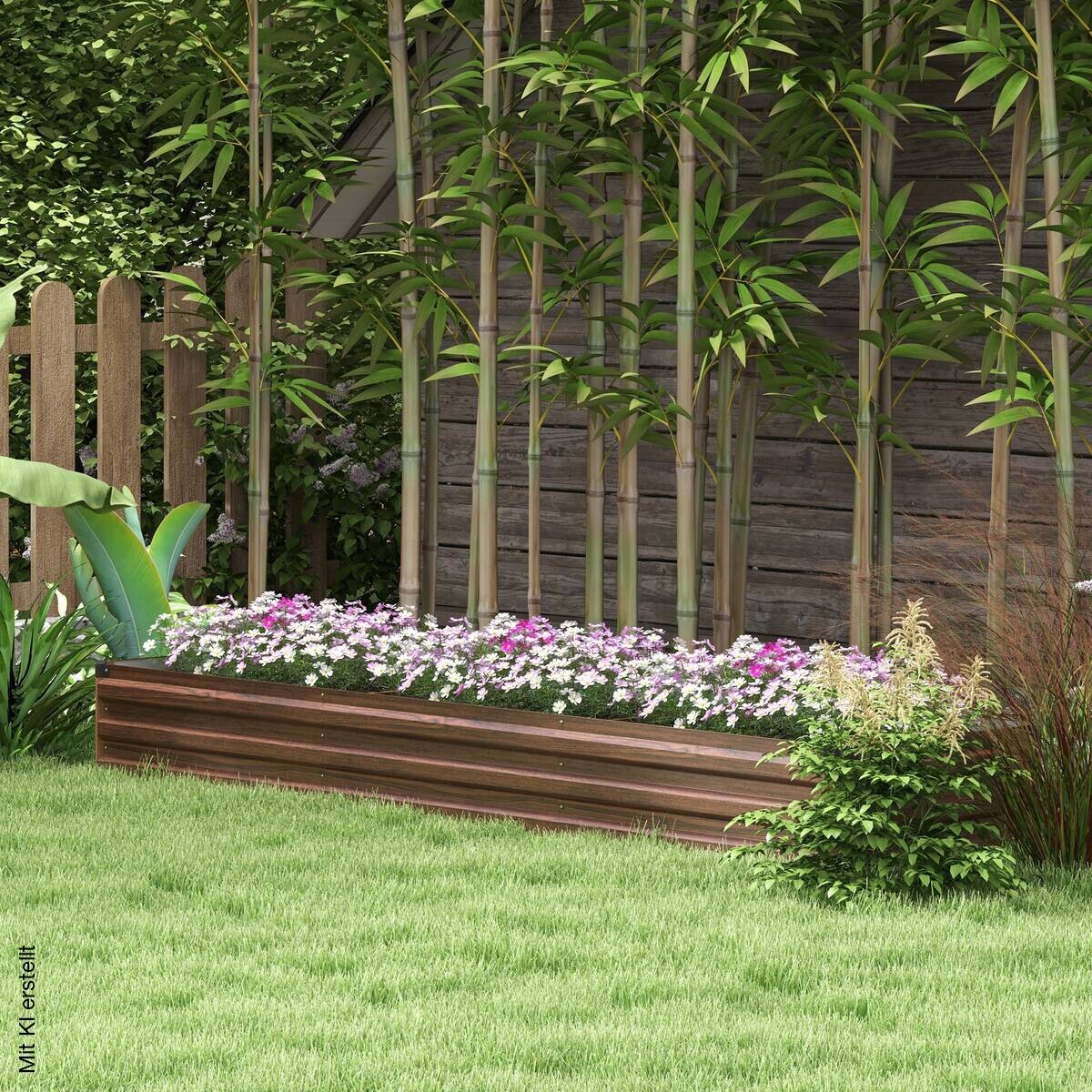 Outsunny Hochbeet braun Stahl B/H/L: ca. 60x30x240 cm
